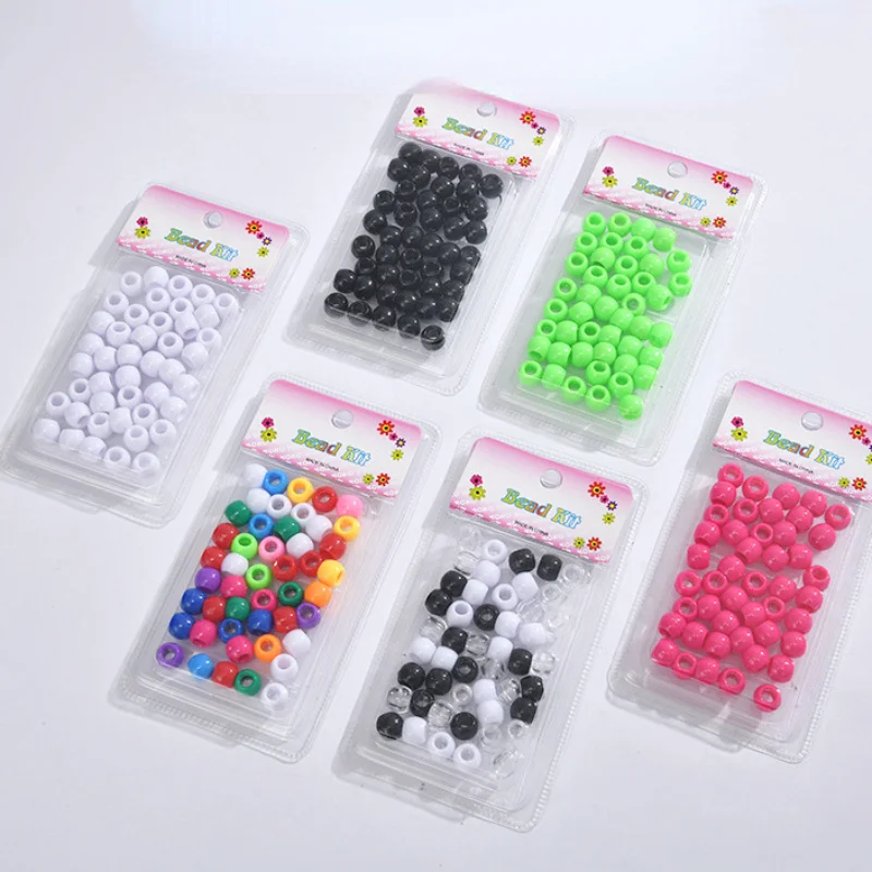 1 Pudełko Kolorowe koraliki do włosów Różowy Niebieski Błyszczące dredy Pierścionek do włosów Warkocz Dread Dreadlock Koraliki Klipsy do mankietów Ok. 5X10mm Otwór