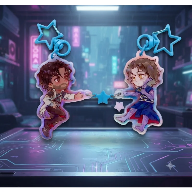 Jayce Viktor Star Link 5cm Acrylic Keychains Cute Arcane League of Legends Anime Bag Charms Backpack Pendants Collectible Gifts