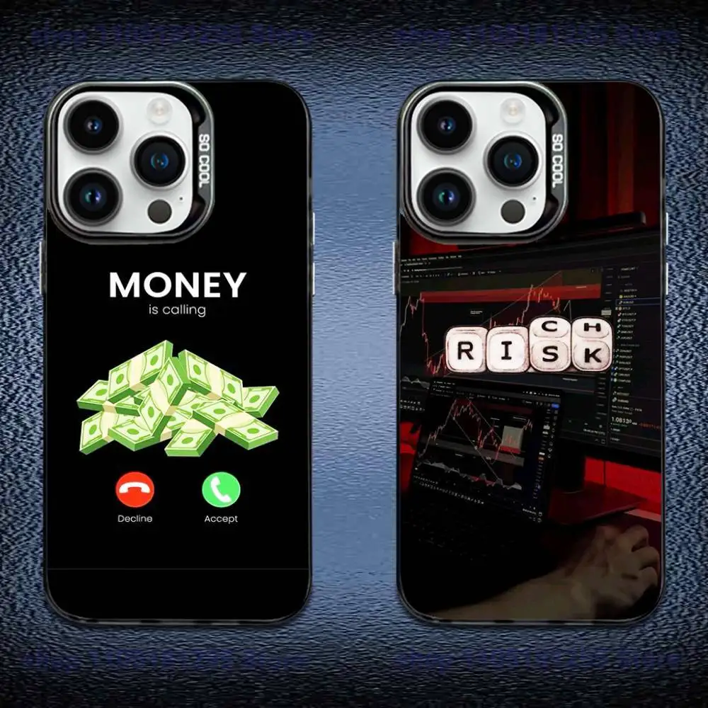 Forex Day Trading Day Trader Phone Case For iPhone 17,16,Pro,Max,e,15,14,Plus,13,12,Mini,11, Matte Colored Silver Luxury Cover