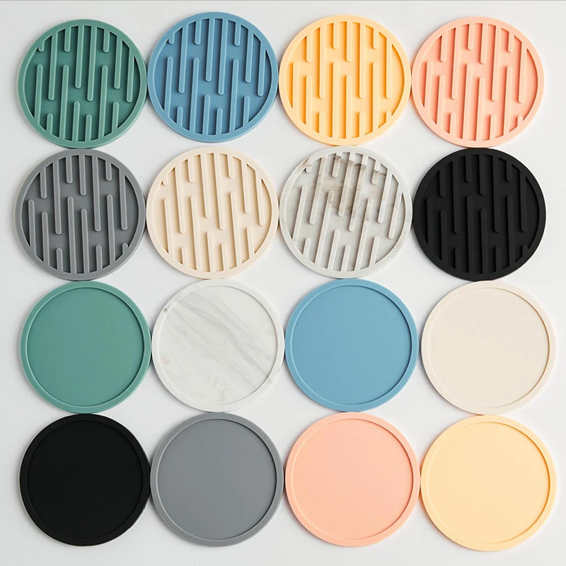 Silicone Cup Coasters Round Heat Resistant Rubber Table Hot Drink Coffee Mug Glass Beverage Holder Pad Home Decor Kitchen Tools