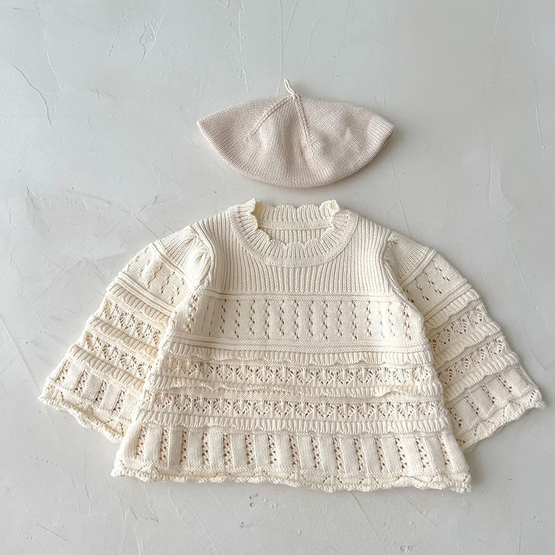 2024 New Korean Style Sister Clothes Infant Baby Girls Knitting Clothes Suit Spring Autumn Baby Rompers Girls Dress Kids Sweater