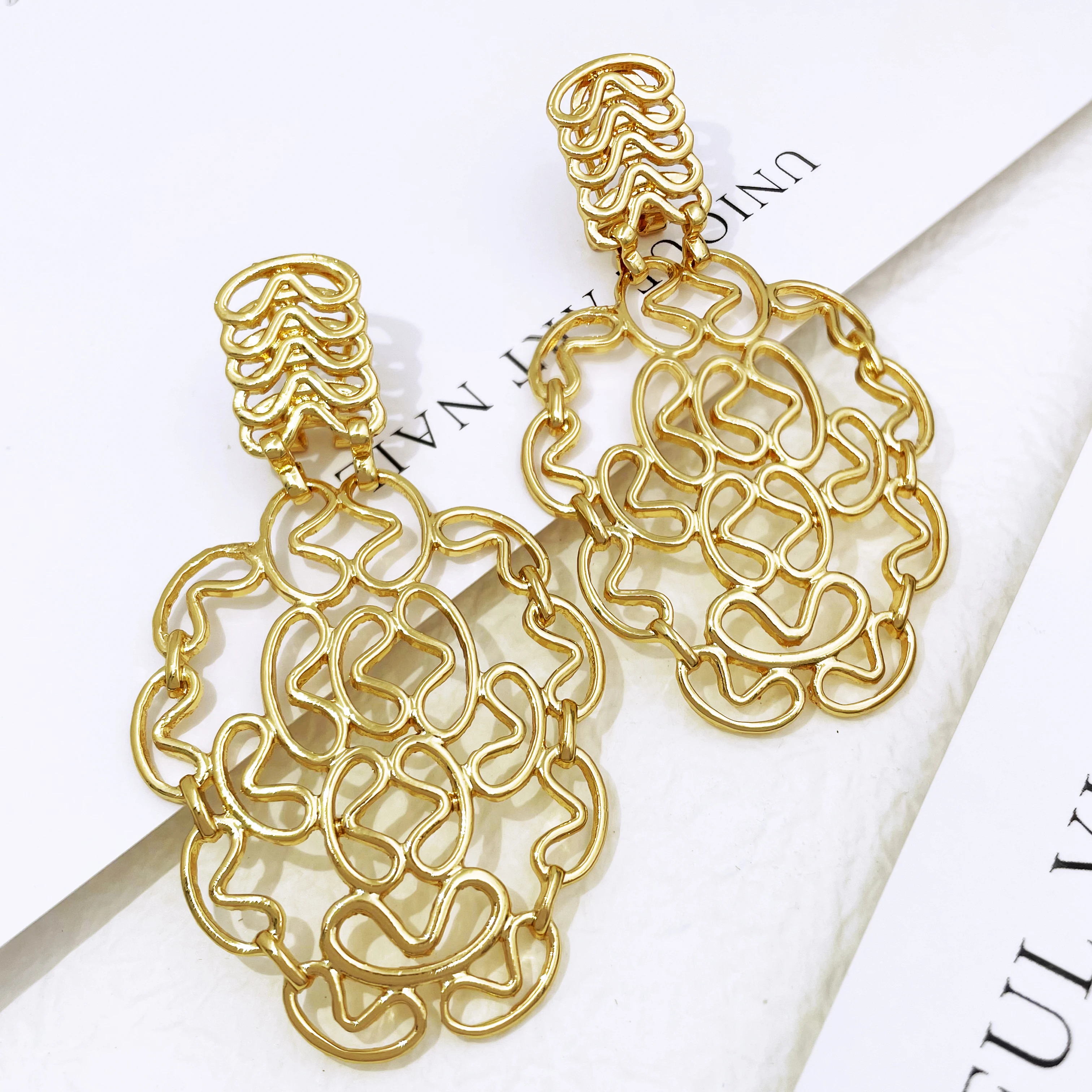 Dubai  Large Earring for Women Hollow Out Earrings For Bride Design Weddings 2024 Statement  Jewellery Party Gifts