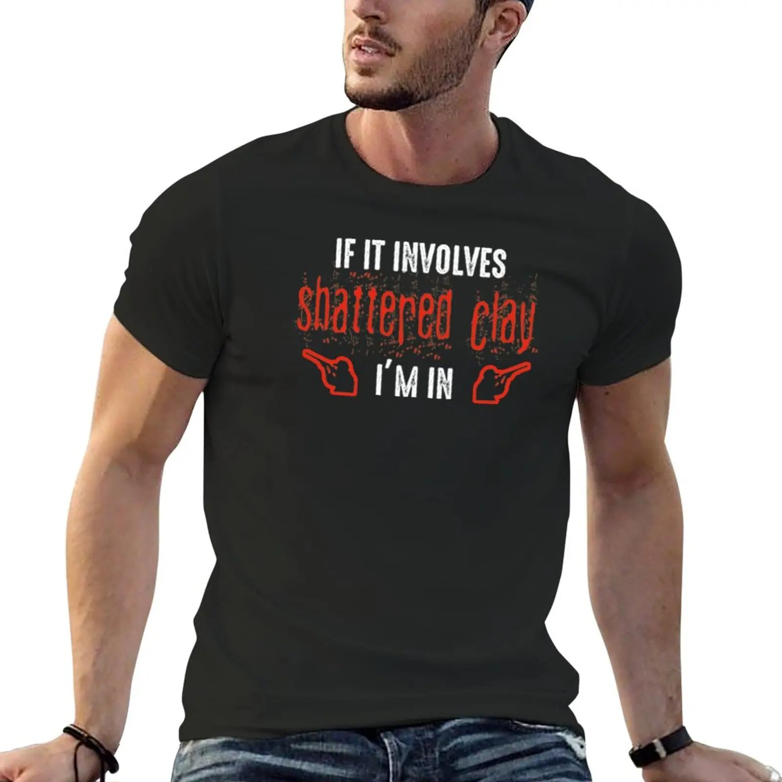 Skeet tiro de arcilla, trampa para palomas, cazadores de aves, cartuchos de escopeta, tirador de arcilla destrozada Camiseta sublime divertida para hombre