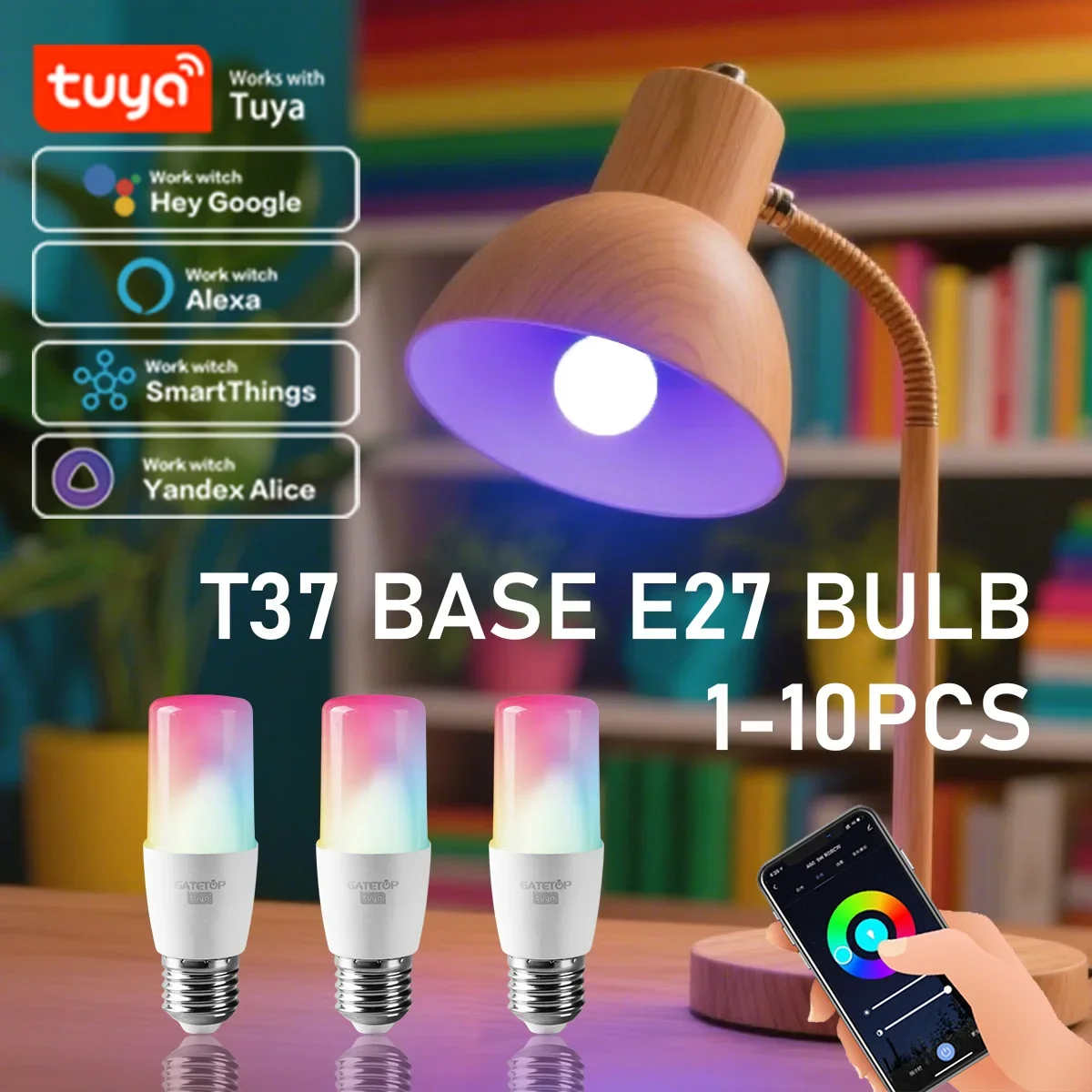 1-10PCS T37 E27 Sma… - image