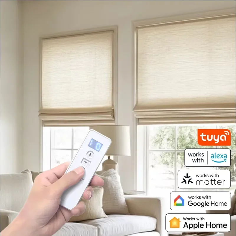 

Custom Roman Blinds for Bedrooms and Living Rooms with Blackout - Electric Smart Blinds
