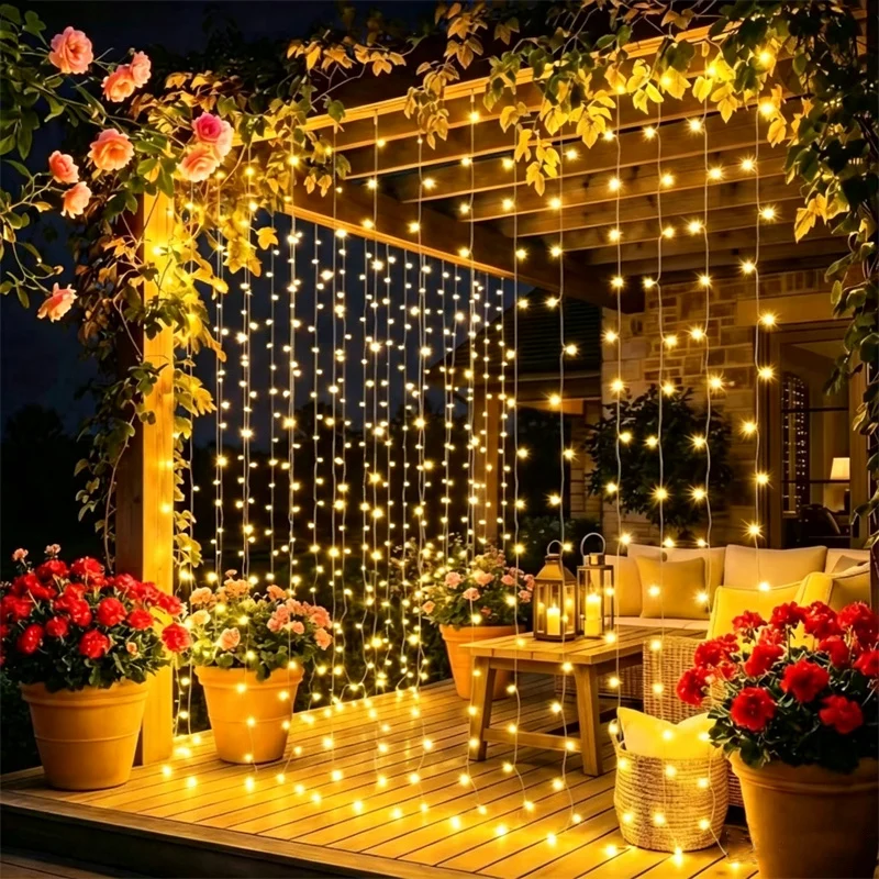LED Curtain String Lights USB Plug 8 Lighting Modes Christmas Lights Wedding Party Garden Halloween Valentine's Day Decoration
