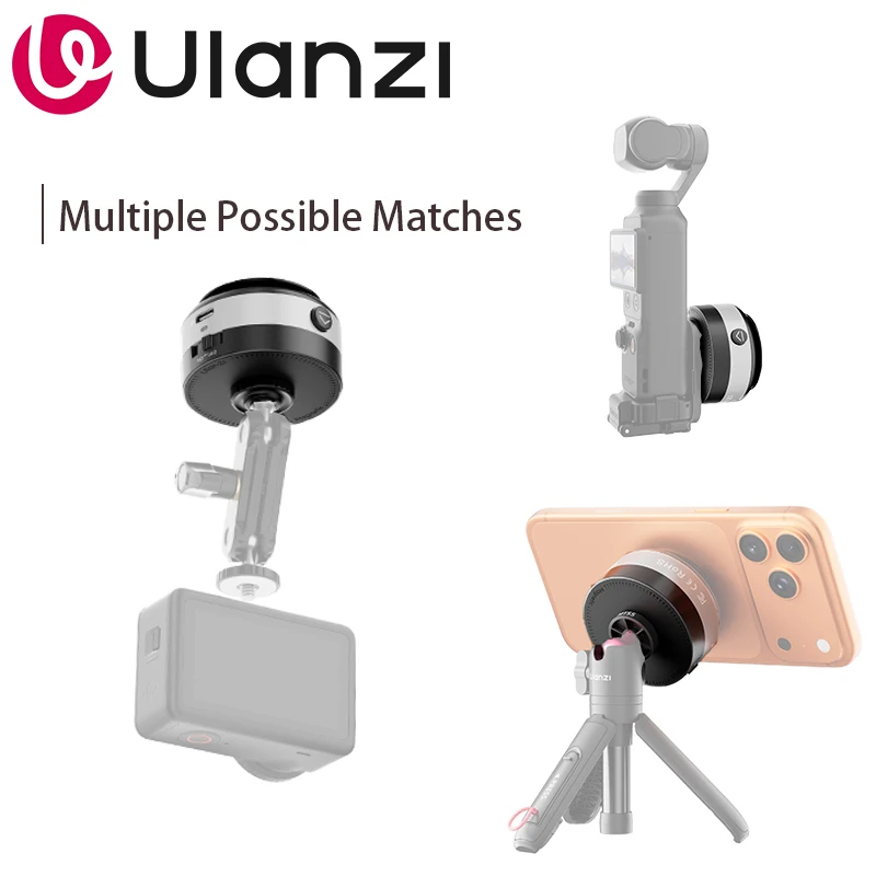Ulanzi ワンタッチ自動吸着式スマホホルダー SK37 マグネット＆1/4インチ電動吸着マウント iPhone 12-17 DJI Osmo Pocket アクションカメラ用