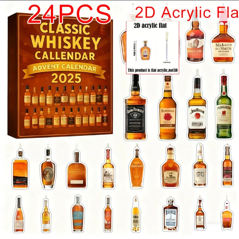 

Advent 2025 Cocktail 24 Days 2D Acrylic Christmas Decoration Ornaments Countdown Calendar for Home Decorators Front Door Office