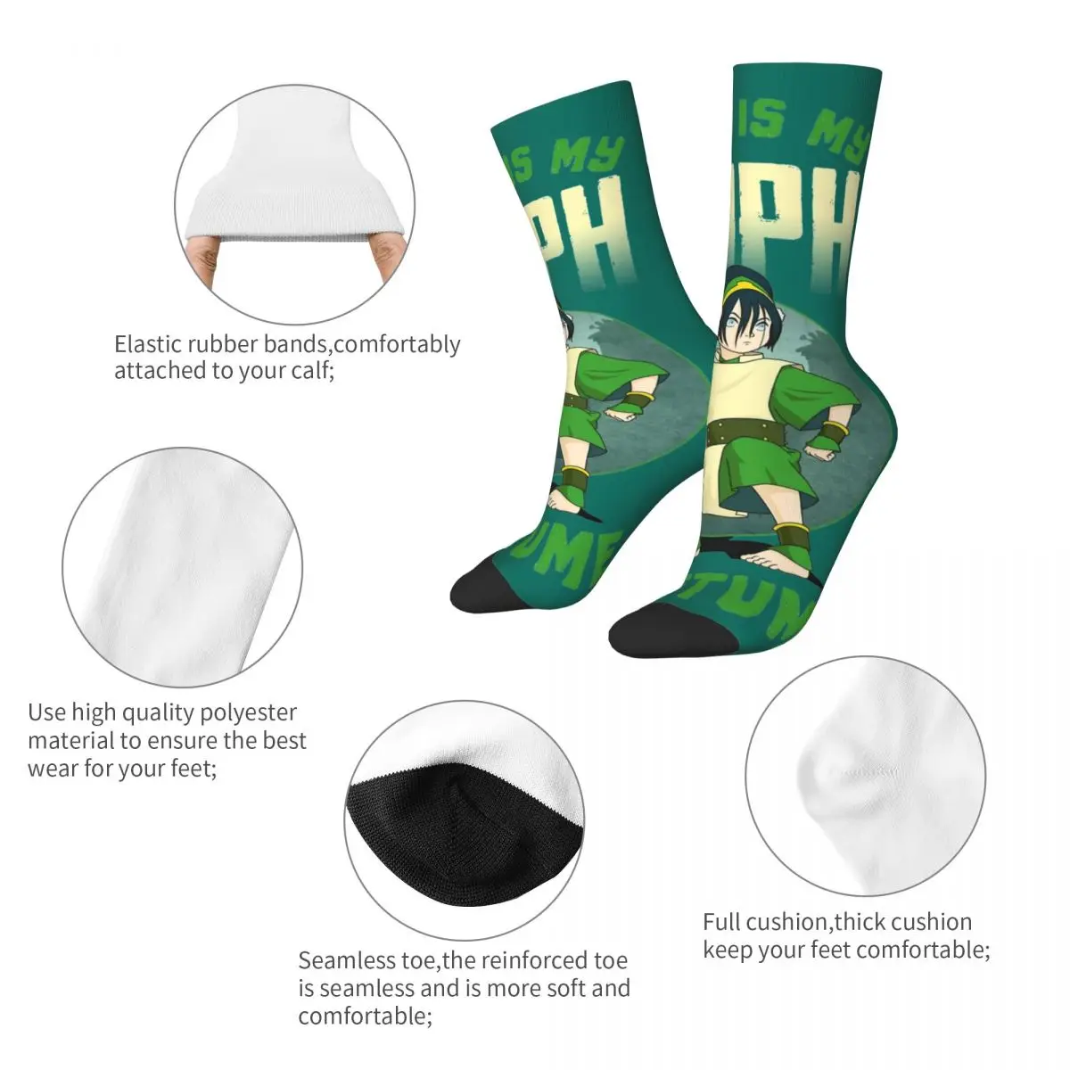 Avatar The Last Airbender Socks Men Women This Is My Toph Socks High Quality Spring Summer Autumn Winter Middle Tube Socks