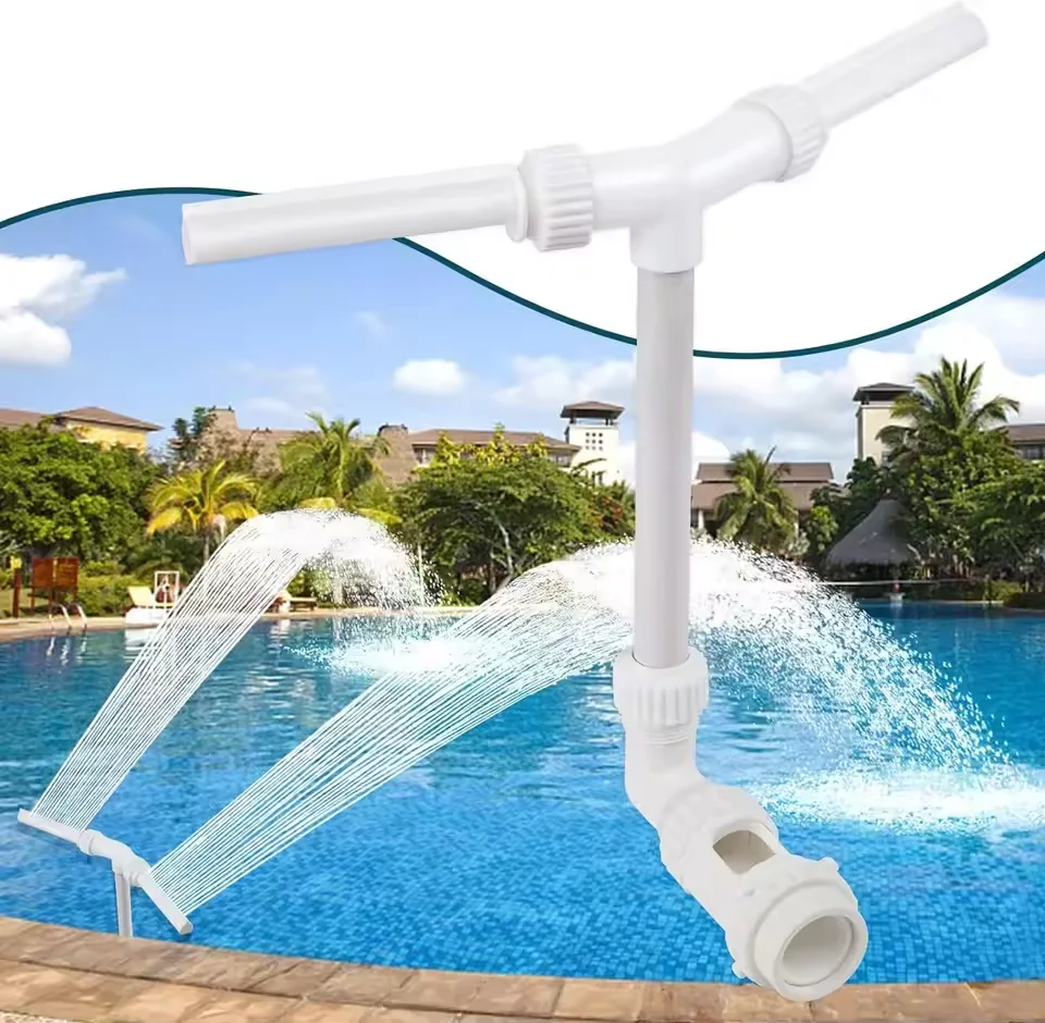 Dual Spray Water Fountain for Swimming Pool Adjustable Waterfall Sprinkler with Fountain Bracket Pool Sprayer