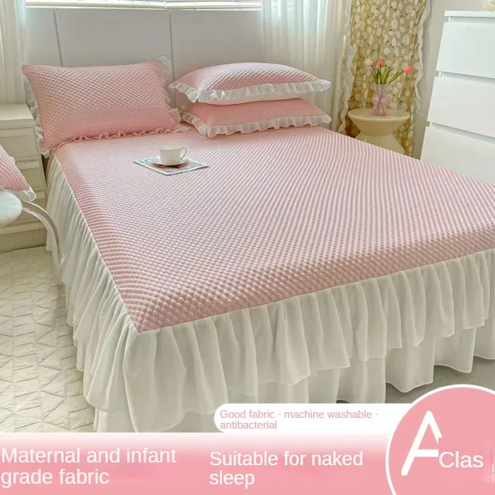 

Class A 3D Ice Bean Ice Silk Cold Mat Set of Three Machine Washable Bed Sheets, Fitted Sheet, Summer Air Conditioning Soft Mat