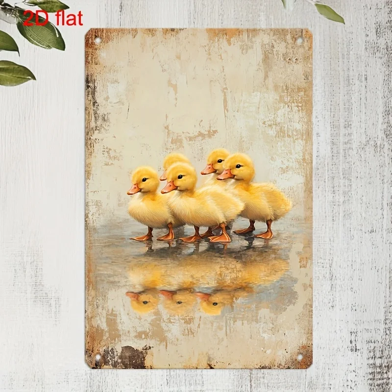 Vintage Metal Sign - Adorable Ducklings by the Pool Wall Art - 7.9x11.8 Inches | Rustic Decor Plaque Perfect for Home, Office