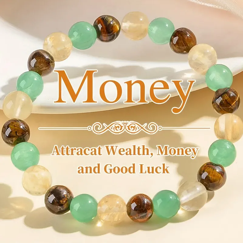 Amethyst Tiger Eye Rhodonite Agate Beaded Elastic Bracelet, Mixed Color Stone Bracelet for Women Men, Handmade Jewelry Gift