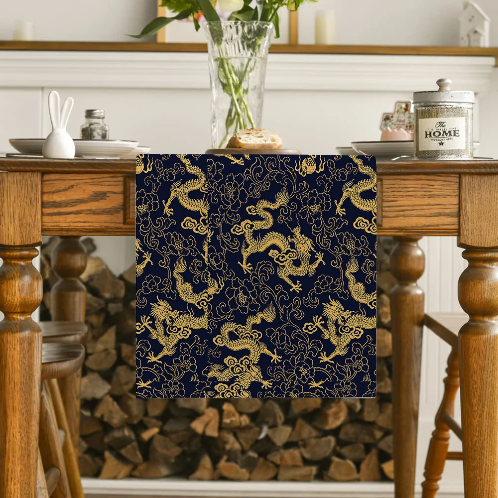 Chinese Dragon Cloud Table Runner Rustic Dining Table Decorations Table Runners for Wedding Party Coffee  Hotel Home Decor