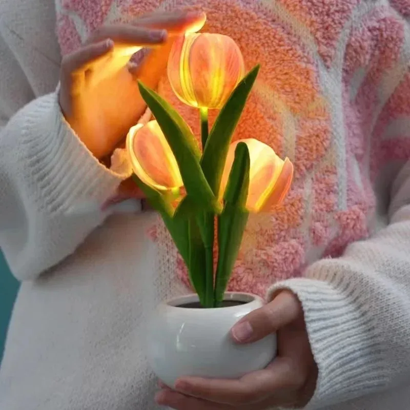 LED Tulpe kleine Nacht lampe Nachttisch lampe ins Schlafzimmer Dekoration Atmosphäre Lampe Geschenk für Kind Freundin