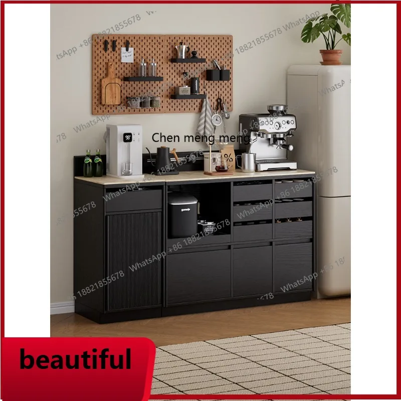 

X Solid wood dining side cabinet integrated storage against the wall, module combination coffee bar integrated cabinet