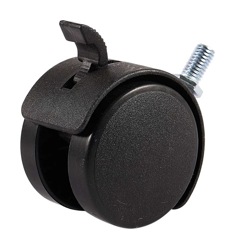 6X Furniture Swivel Locking Caster 8Mm Screw Stem 2-Inch Dia Wheel Black-BAAQ