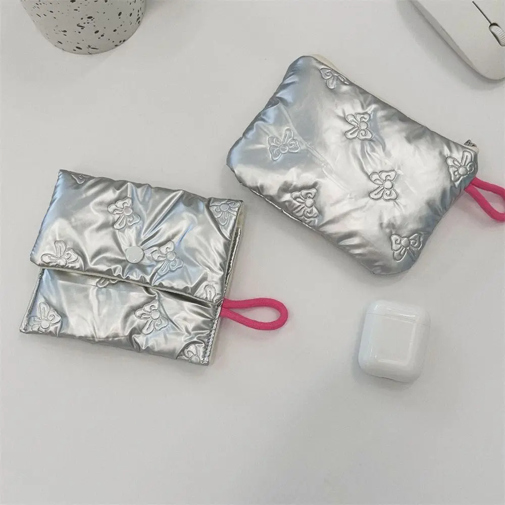 Love Rhombus Shape Silver Coin Purse Ox Cloth Cosmetic Bag Stuffed Cotton Storage Bag Small Item Bag Storage Cloth Bag