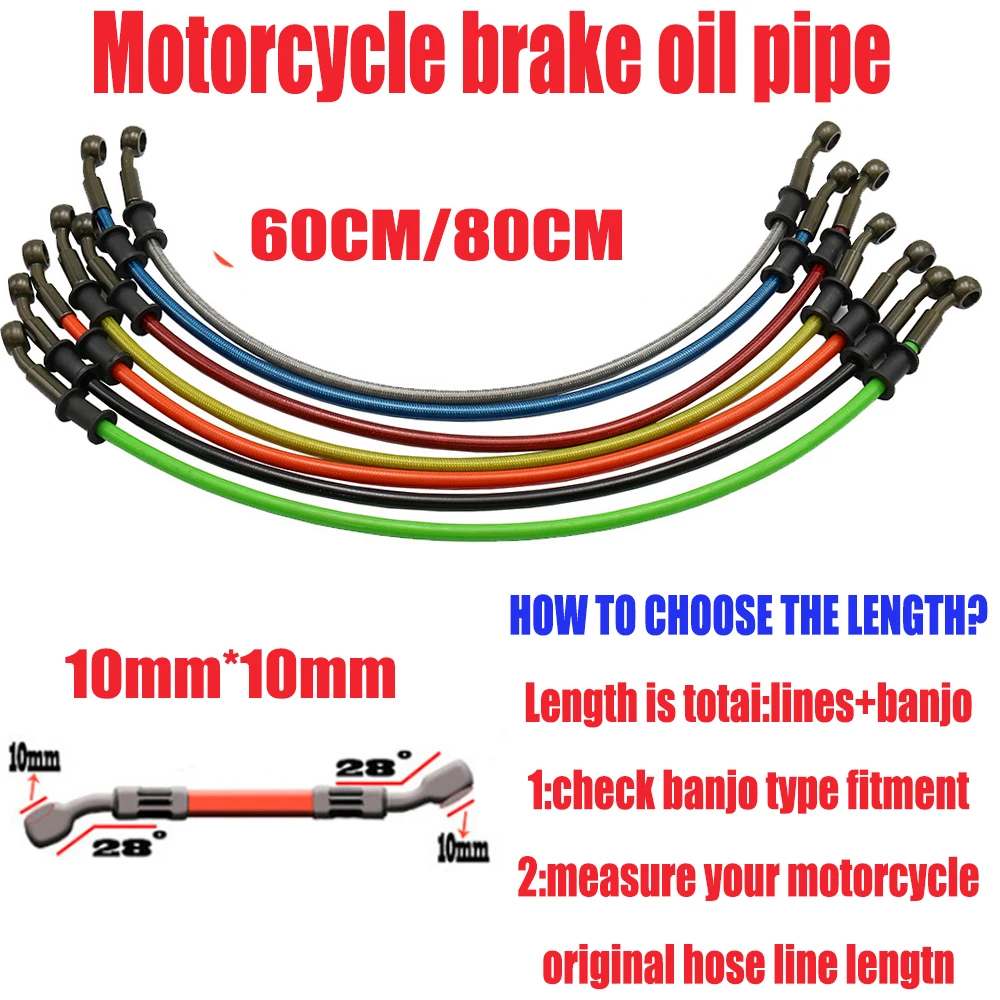 

28° Motorcycle Electric Vehicle Brake Oil Pipe Scooter Brake Pipe Brake Steel Throat High-Pressure Oil Pipe Joint 10mm
