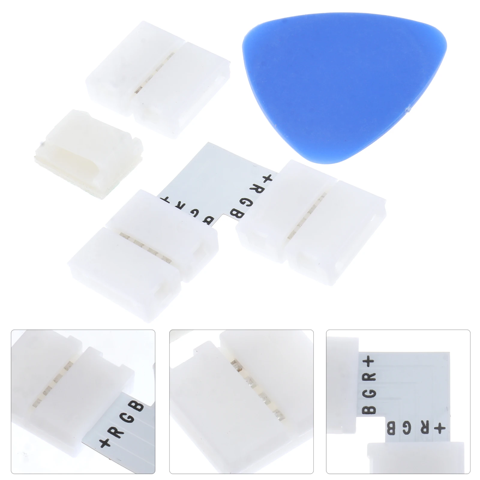 RGB LED Light Strip Connectors Solder Free Buckles L Shaped Corner Adapters Self Adhesive Clips Triangle Picks Safe Durable LED
