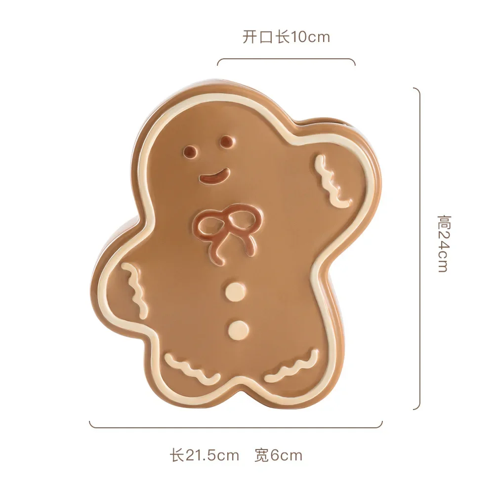 Christmas Gift Gingerbread Man Ceramic Vase Medieval High-end Flower Arrangement Small Vase Cross-border Creative Decorative