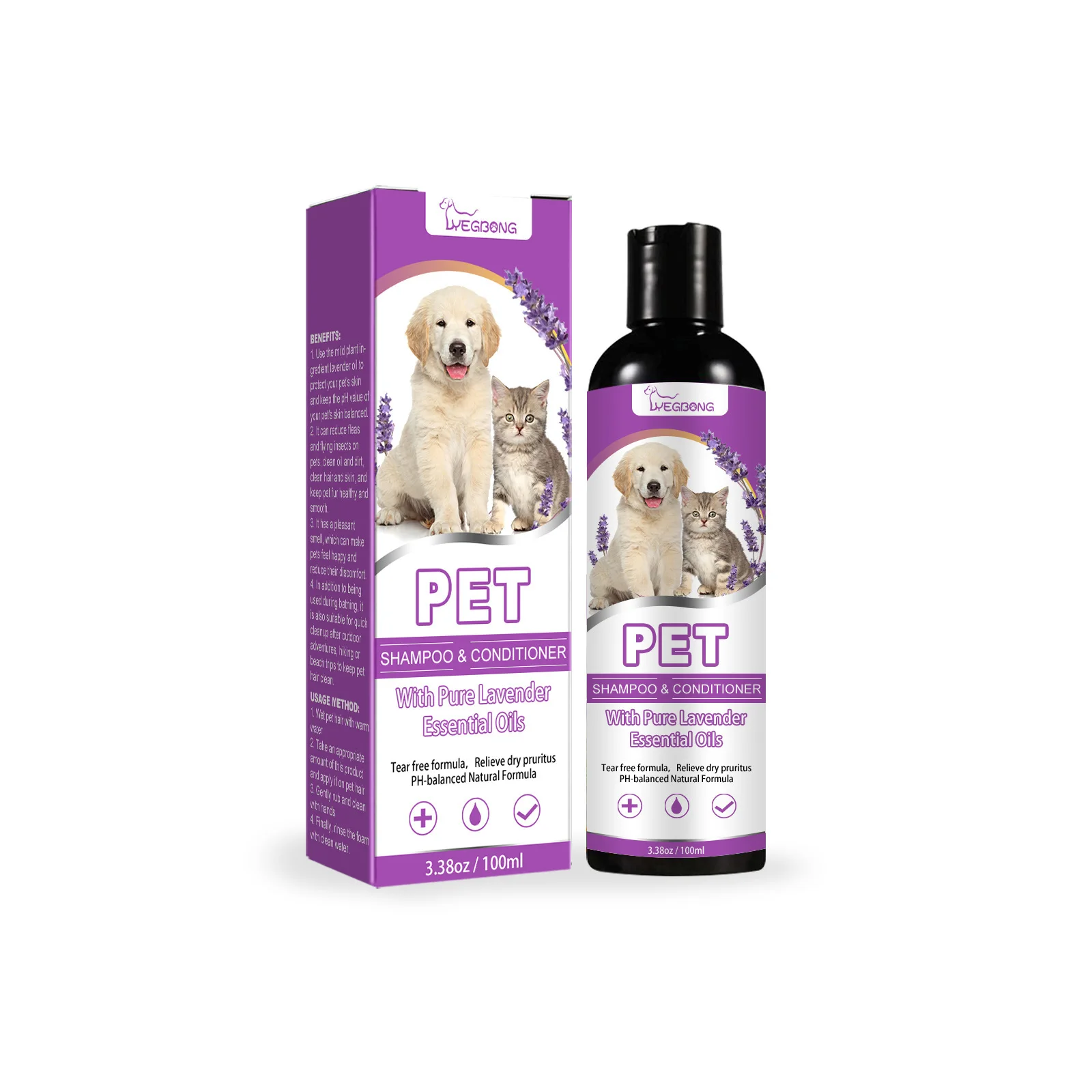 Champú para mascotas, matamoscas de pulgas, suavizante del cabello, alivia la picazón, limpieza equilibrada por Ph, champú hidratante suave para