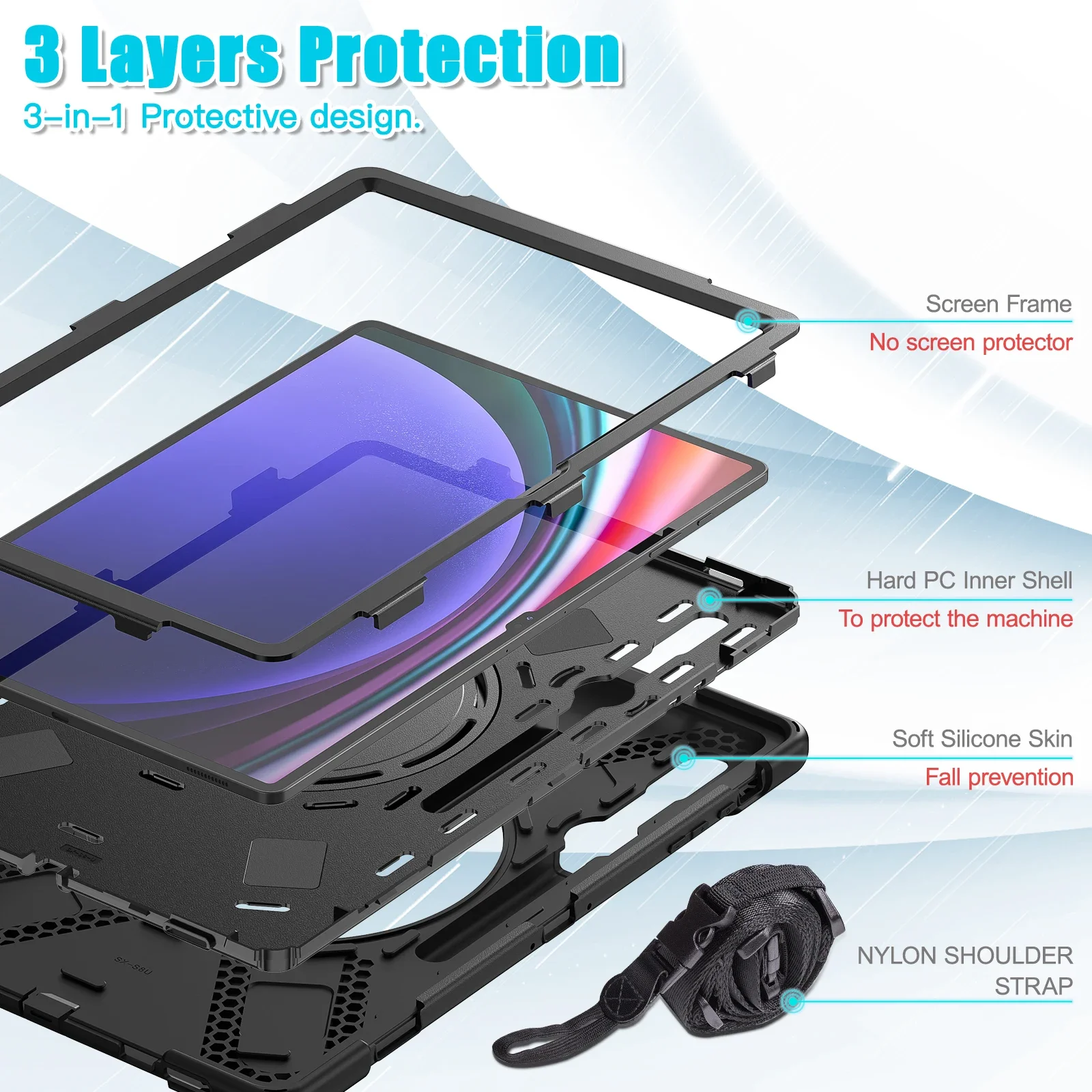 Heavy Duty Case For Galaxy Tab S10 S9 S8 Ultra 2024 2023 2022 14.6