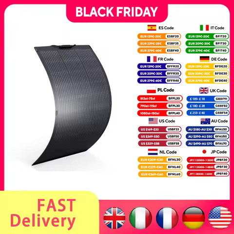 ALLPOWERS Balcony Power Plant SF200 200W / 100W SF100 Portable Flexible Solar panel IP68 for Power Station off-grid Rooftops RVs