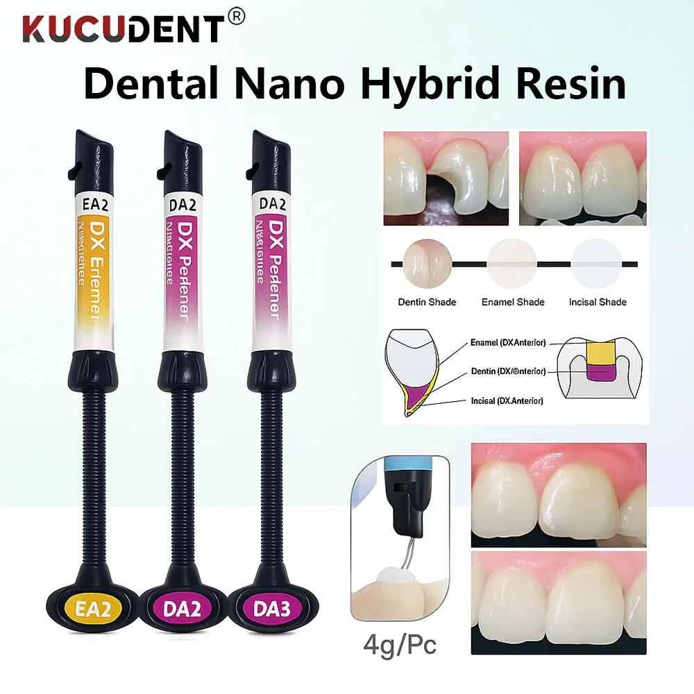 

4g Dental Nano Hybrid Resin Orthodontic Light Cure Composite Resin Esthetic Filling Enamel Dentin Resin for Tooth Restorations