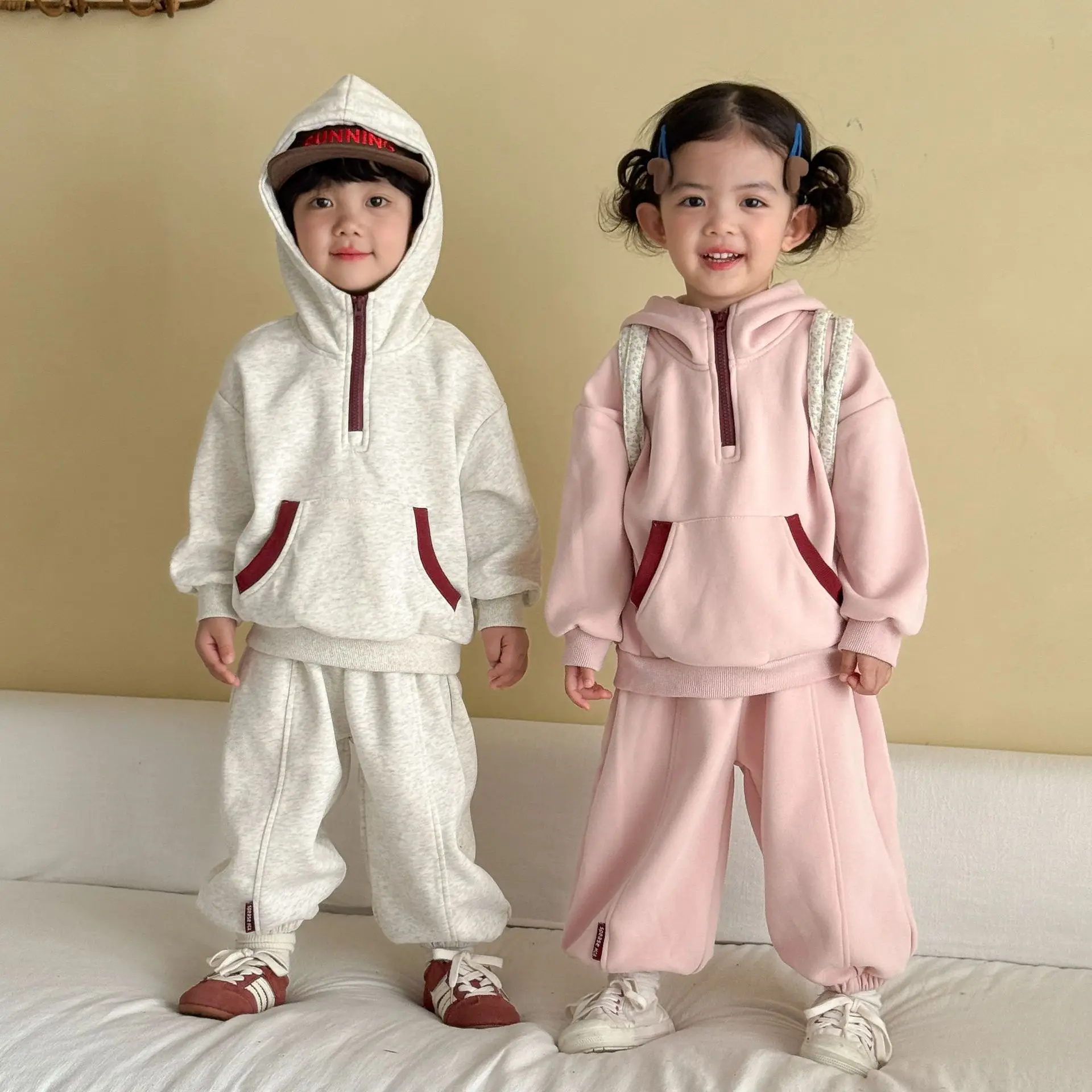 2026 Autumn New Children Long Sleeve Clothes Set Boys Girls Loose Sweatshirt + Sweat Pants 2pcs Suit Kids Casual Outfits