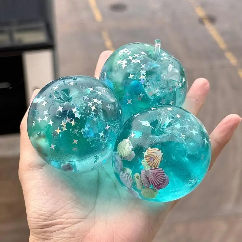 1Pcs Stress Relief Ball Blue Ocean Apples Fidget Toys For Adults Kids Anxiety Slow Rise Sensory Toys For Autism ADHD Relax Gift