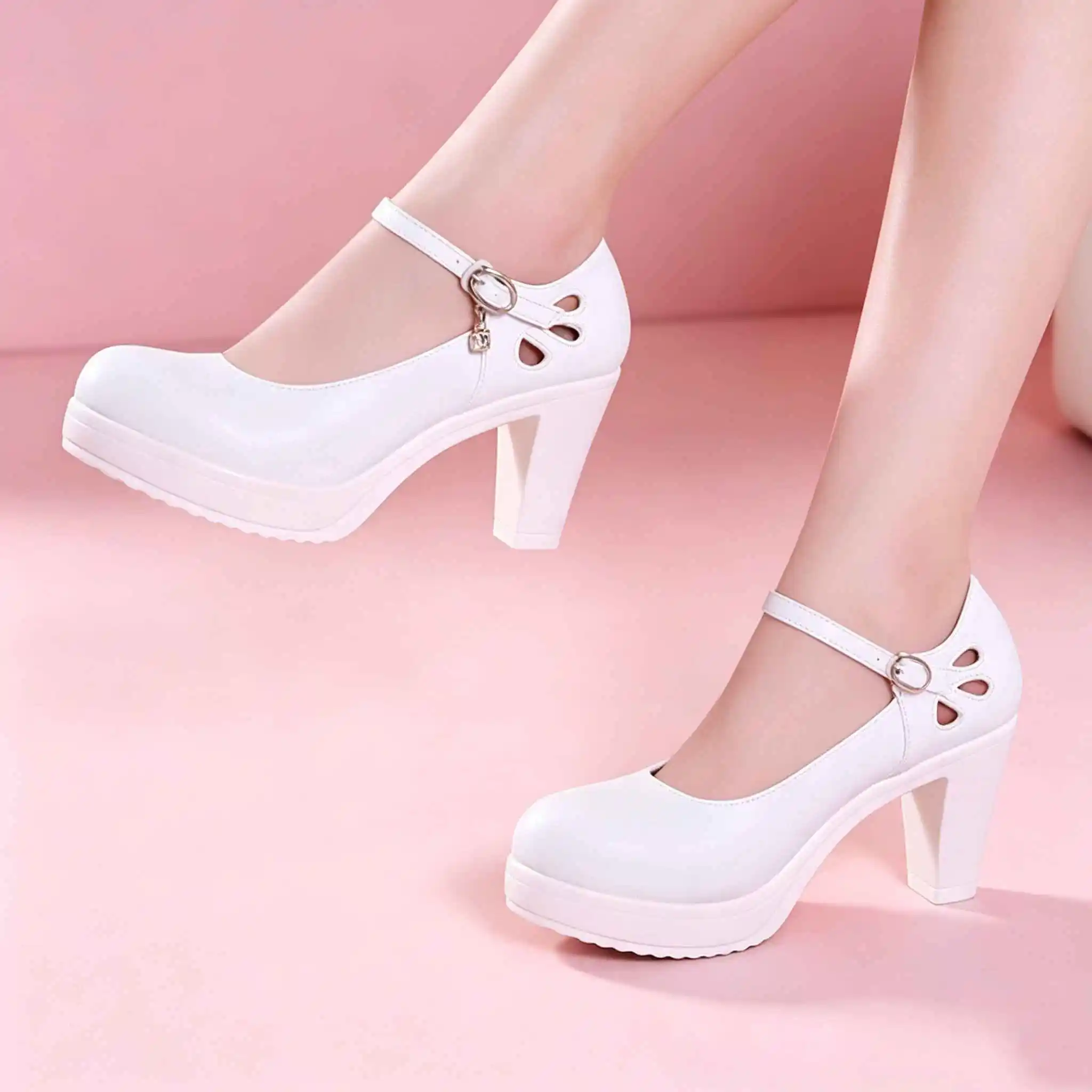 Plus Size 32-43 Block Heel Platform Shoes Women Pumps 2026 Spring High Heels Shoes Ladies Office Shoe Elegant Wedding Shoes