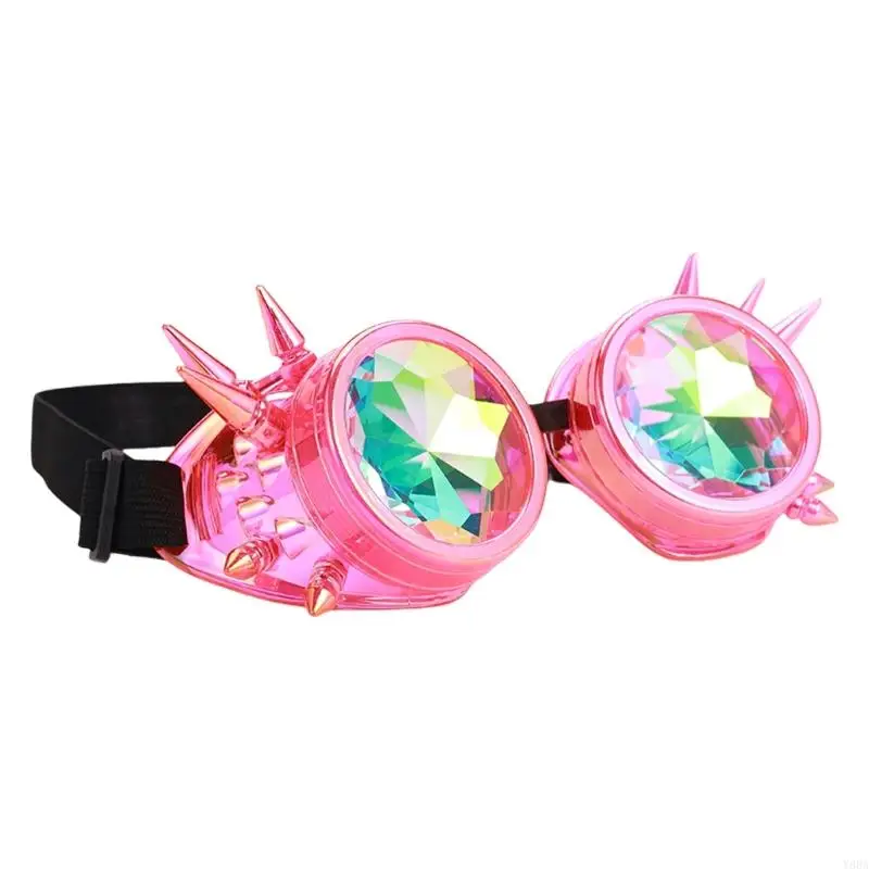 Y88A Glasses Psychedelic Rave Goggles Steampunk Goggles แว่นตา unisex