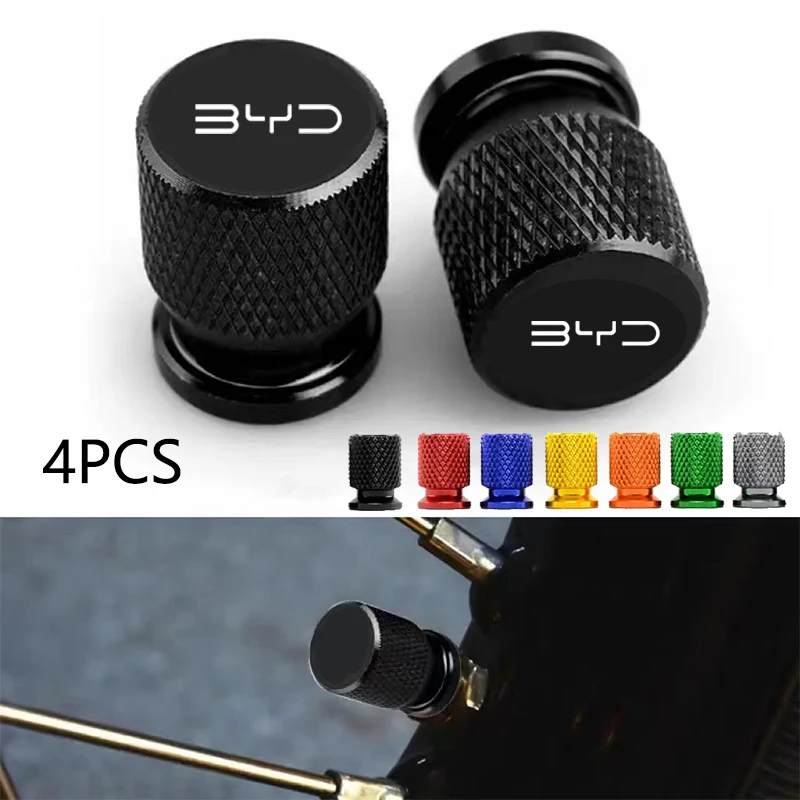 4pcs Aluminum Car Wheel Tire Valve Cap Covers For BYD Atto 3 Act 3 Tang F3 E6 Dmi Yuan Song Plus EV2022 2023 Car Accessories