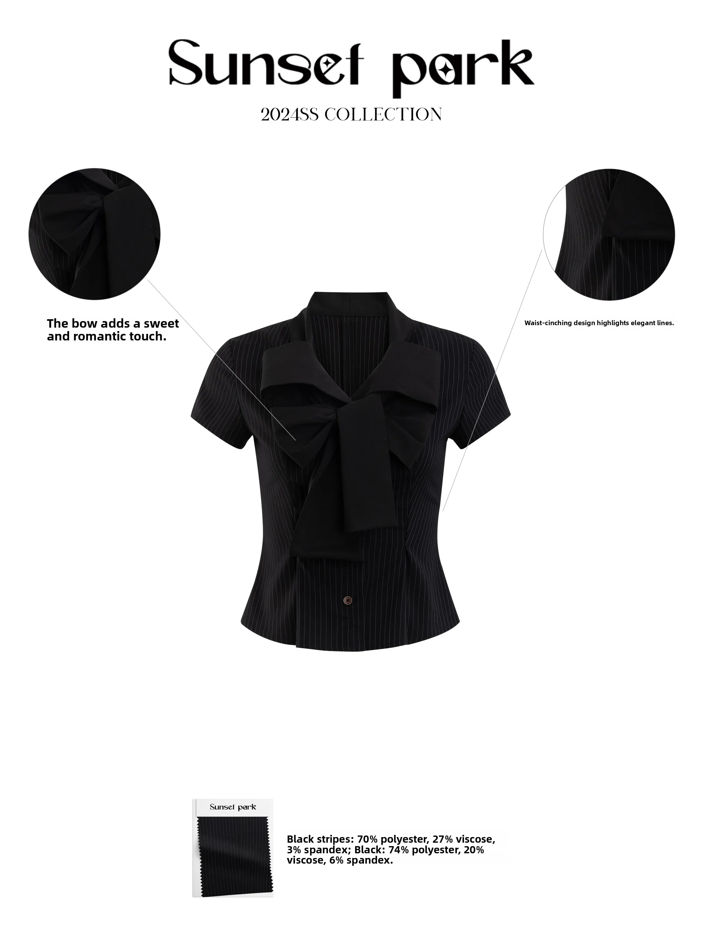 SunsetPark Art School Girl ort Sve irt Bla Stripe  Tie Cotton Polyester Original Design Summer 2024 Women's...
