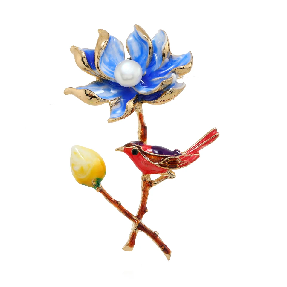 Muylinda Flower Lotus Brooches Vintage Clothes Dress Accessory For Women Men Enamel Brooch Pins With Freshwater Pearls