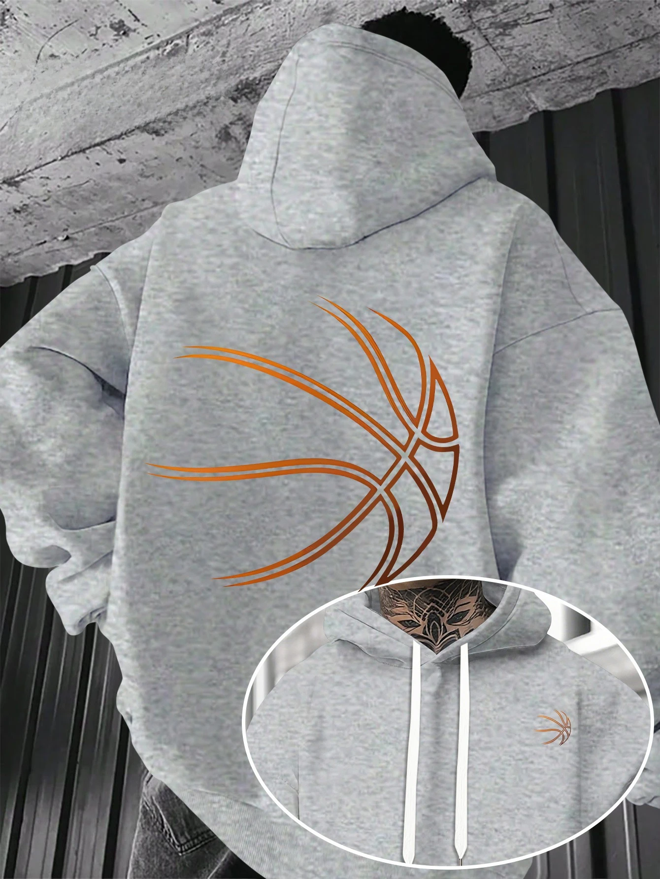 Herren Sport Hip-Hop Hoodie, Minimalistischer Basketball-Grafik-Streetwear, Russische Größe Fleece-Pullover Sweatshirt für Männer – Detail 4
