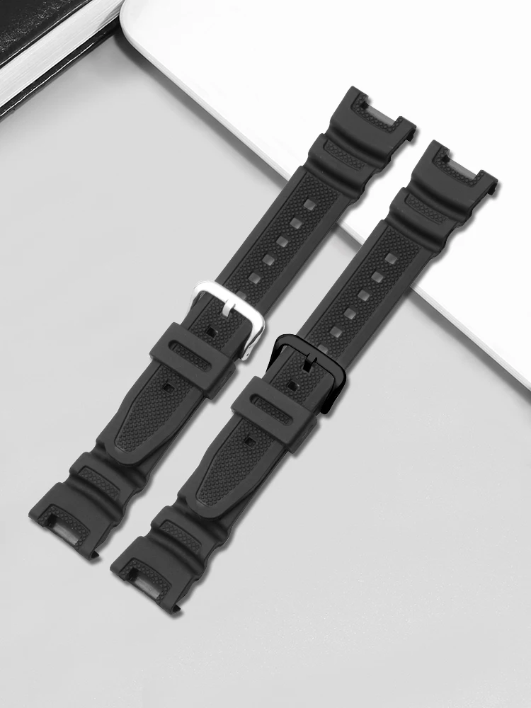 Resin Silicone Concave Interface Black Needle Buckle Accessories for Casio SGW-100/300 Series Men Waterproof Rubber Watch Strap