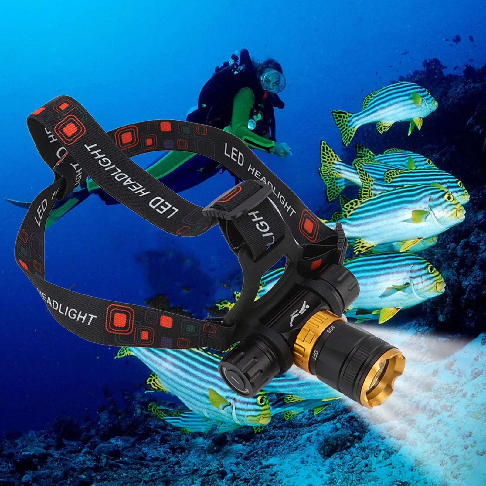 Diving Flashlight 5000LM 5 Light Modes Fill Light 100 Meters Diving IPX8 Waterproof Dive Torch for Underwater Photography