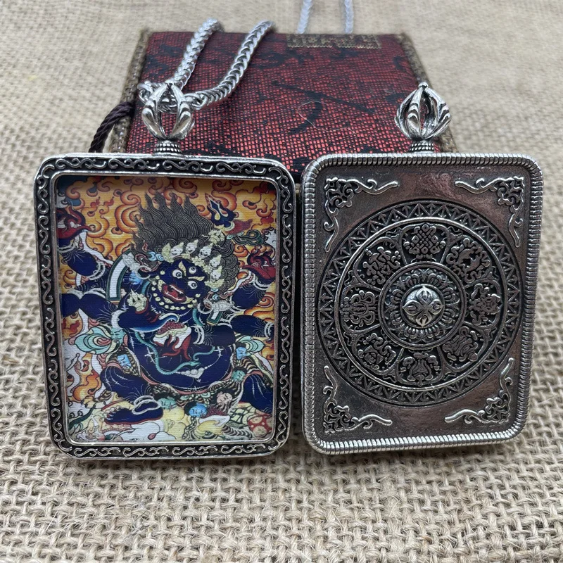Blessing Mahakala Yamantaka Buddha Pendant For Men Jewelry Vintage Relief Eight Treasures of Buddhism Necklace Male Amulet Gift