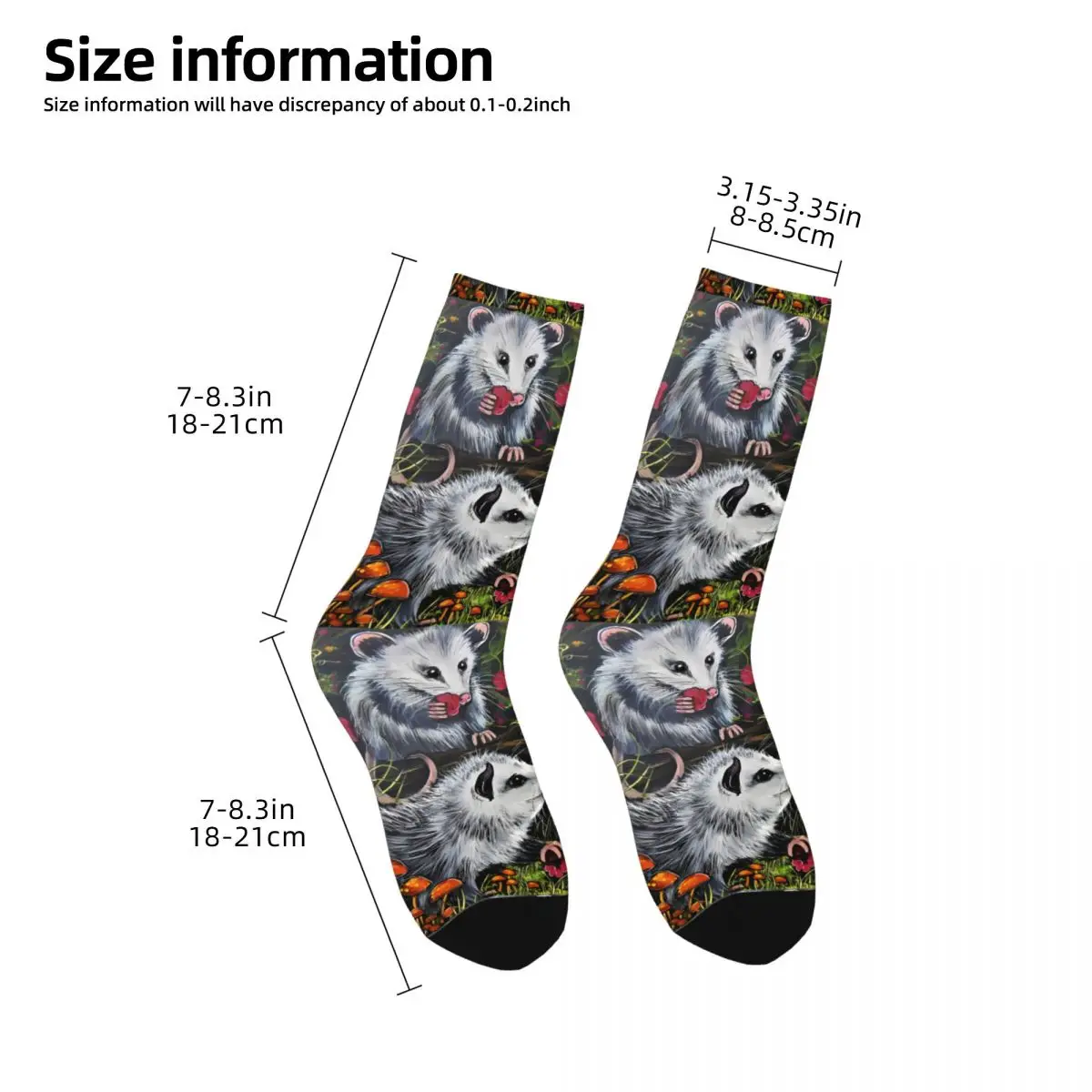 Men's Socks Opossums Picking Raspberries Retro Harajuku Opossum Cute Animal Seamless Crew Crazy Sock Gift Pattern Printed