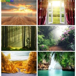 Natural Scenery Photography Background Forest River Flower Landscape Travel Photo Backdrops Studio Props FG-01