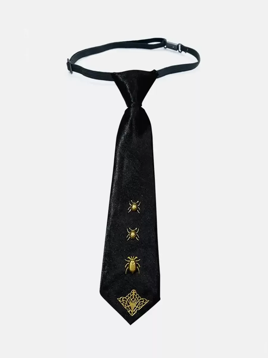 

Черный модный ретро-индивидуальный галстук унисекс, рубашка, униформа из сплава, украшение, дизайн, нишевая одежда, аксессуары