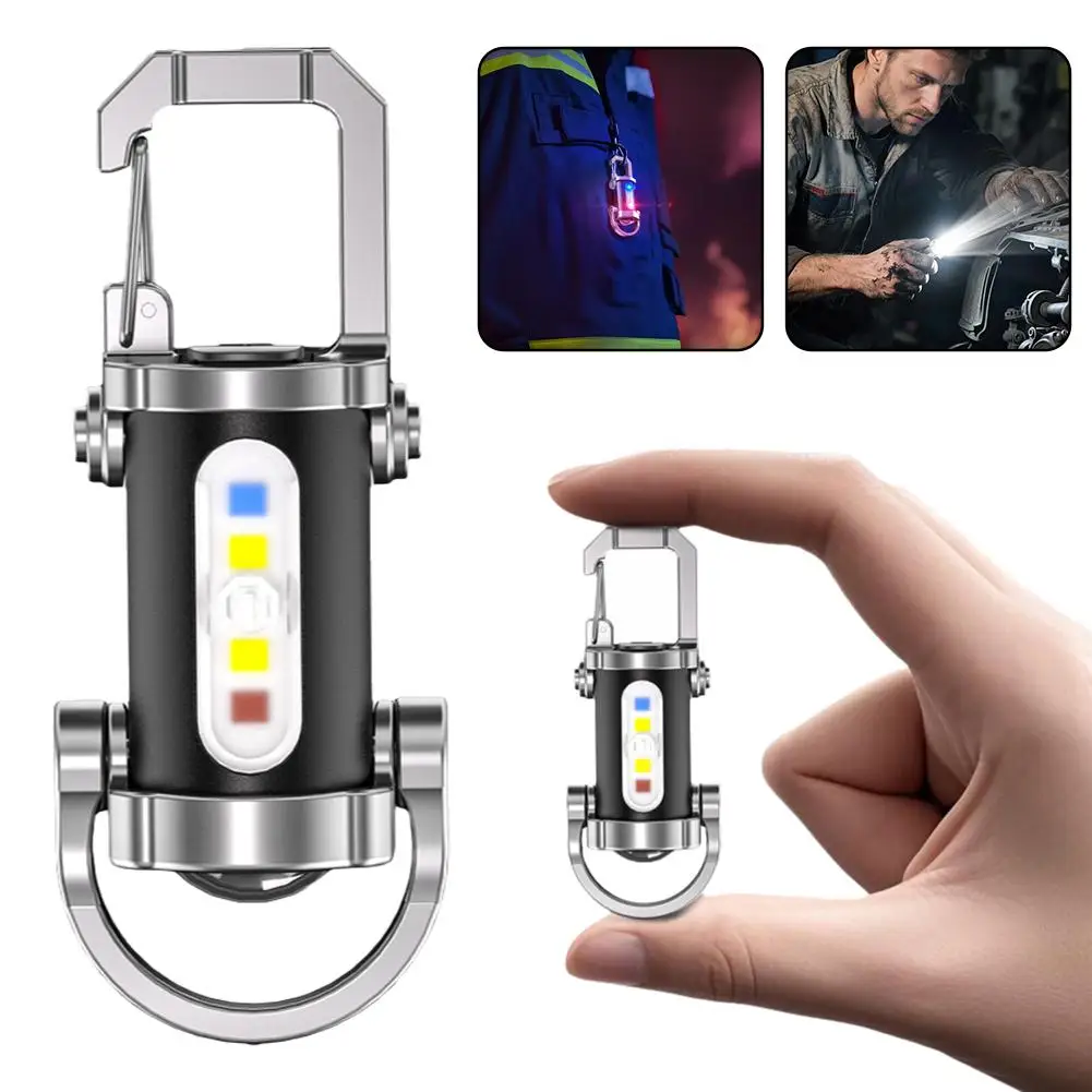 

Powerful COB LED Flashlight Keychain USB Rechargeable Hanging Portable Flashlight Waterproof Keyring Camping Walking Pocket Lamp