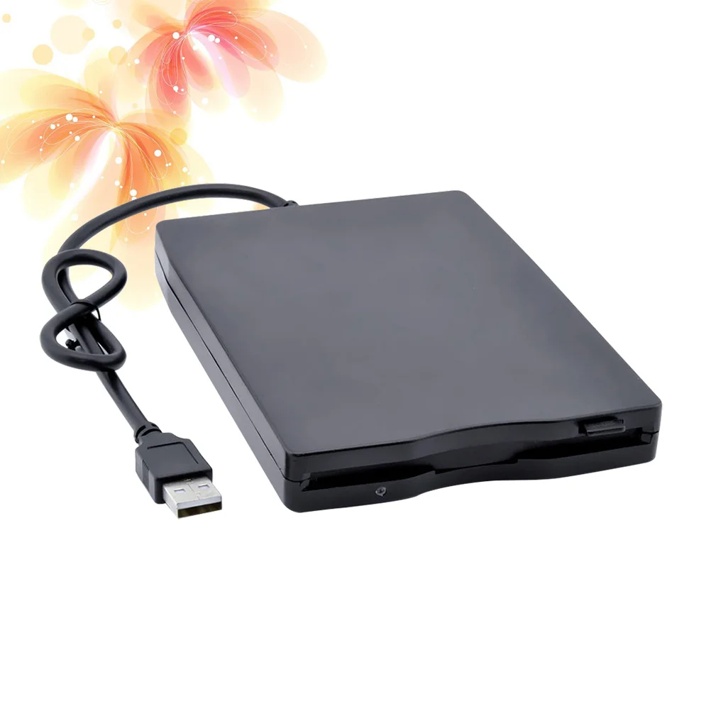 Unidade de disquete externa USB 2.0, transferência de dados portátil de alta velocidade para preto, compacto, leve, estável, antichoque