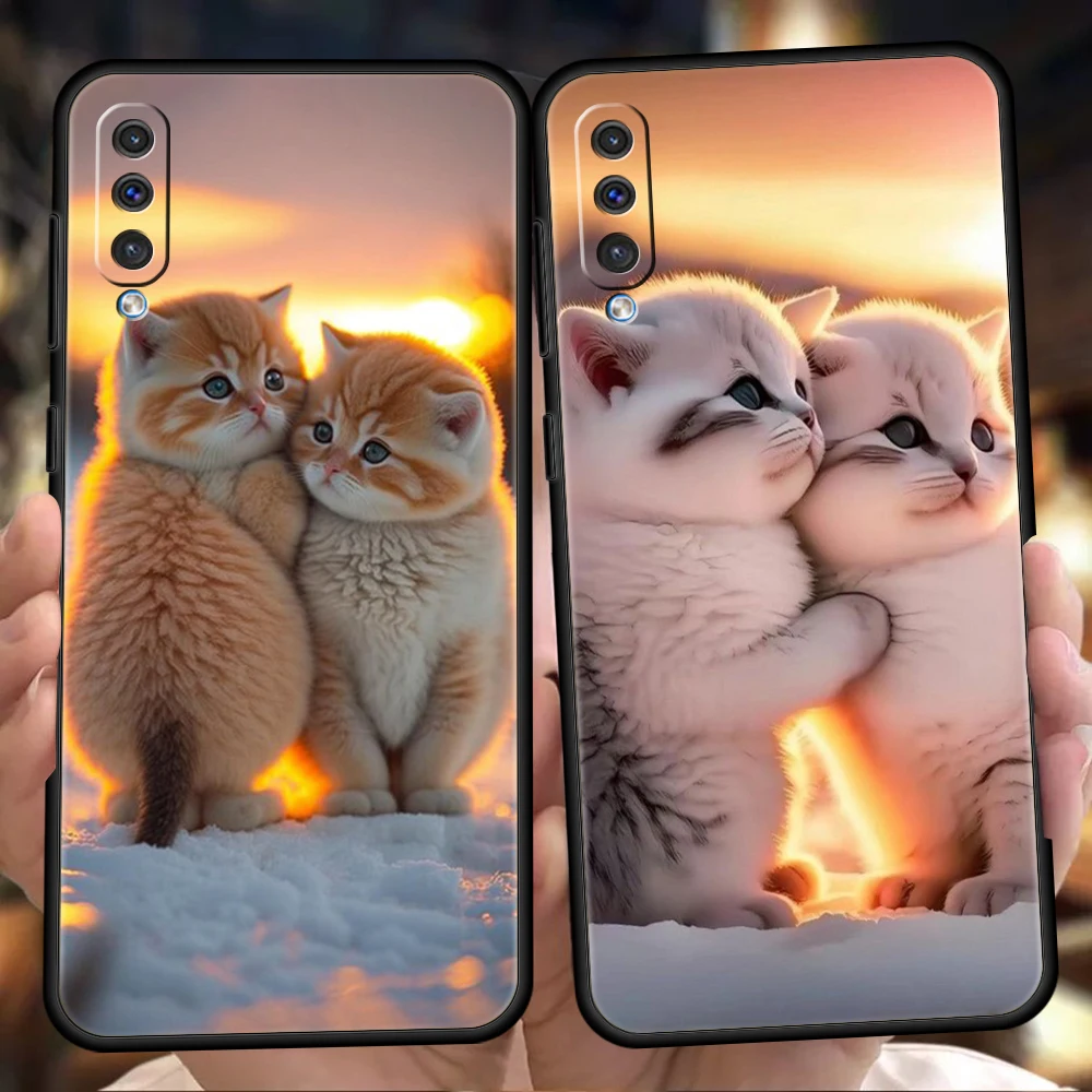 Kiss Cat Cute Kitten Phone Case for Samsung Galaxy A24 A13 A53 A73 A33 A22 A12 A02 A03 A05 A70 A50 A10 A20 Silicone Cover Shell