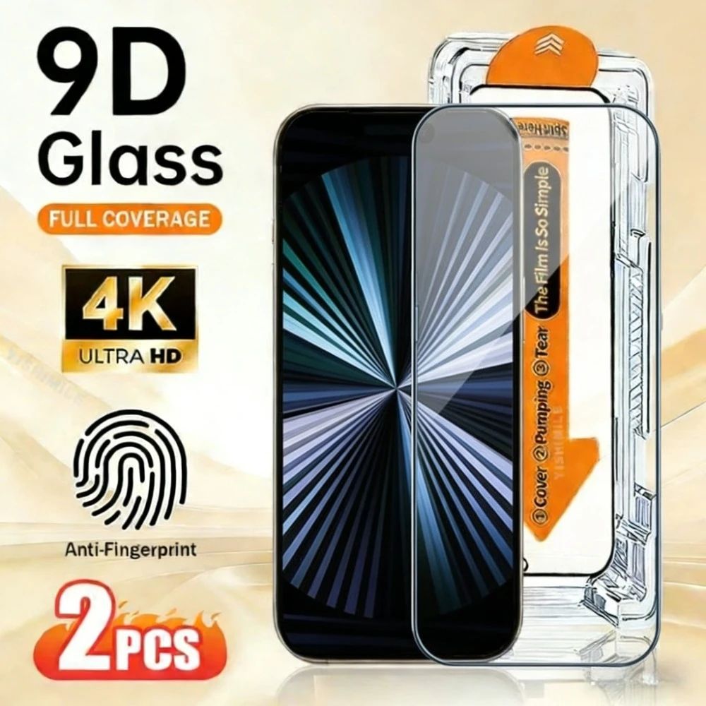 

2Pcs High Clear Screen Protector for iPhone 17 16 15 14 Pro Max Air 17e 16e 13 12 11 Pro 15 14 Plus Dust Free Installation Glass