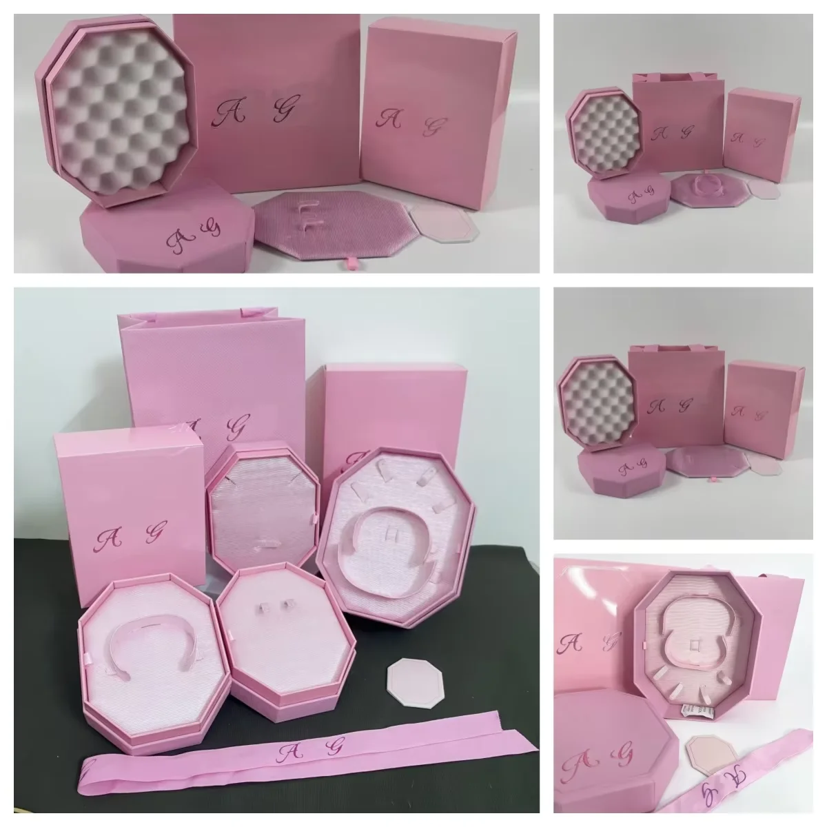 European and American exquisite necklace bracelet earring pink box set romantic Stone Crafts accessories jewelry Package