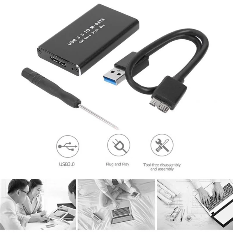MSATA para USB 3.0 SSD Disk Box Adaptador de caixa de armazenamento para 30X50mm 30X30mm MSATA SSD