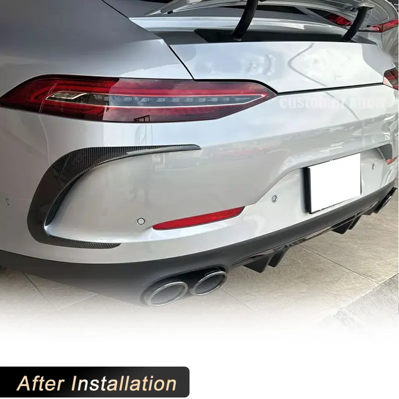 المصد الخلفي للسيارة تنفيس الهواء يغطي الزخارف لمرسيدس بنز AMG GT43 GT50 GT53 سيدان 4-Door 2019 2020 الخلفية Canards زعانف ألياف الكربون